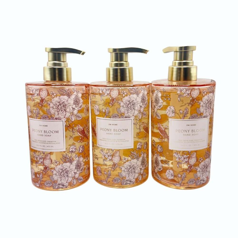 NEW 3x DW Home Peony Bloom Glass Bottle Hand Soap - 16 fl oz